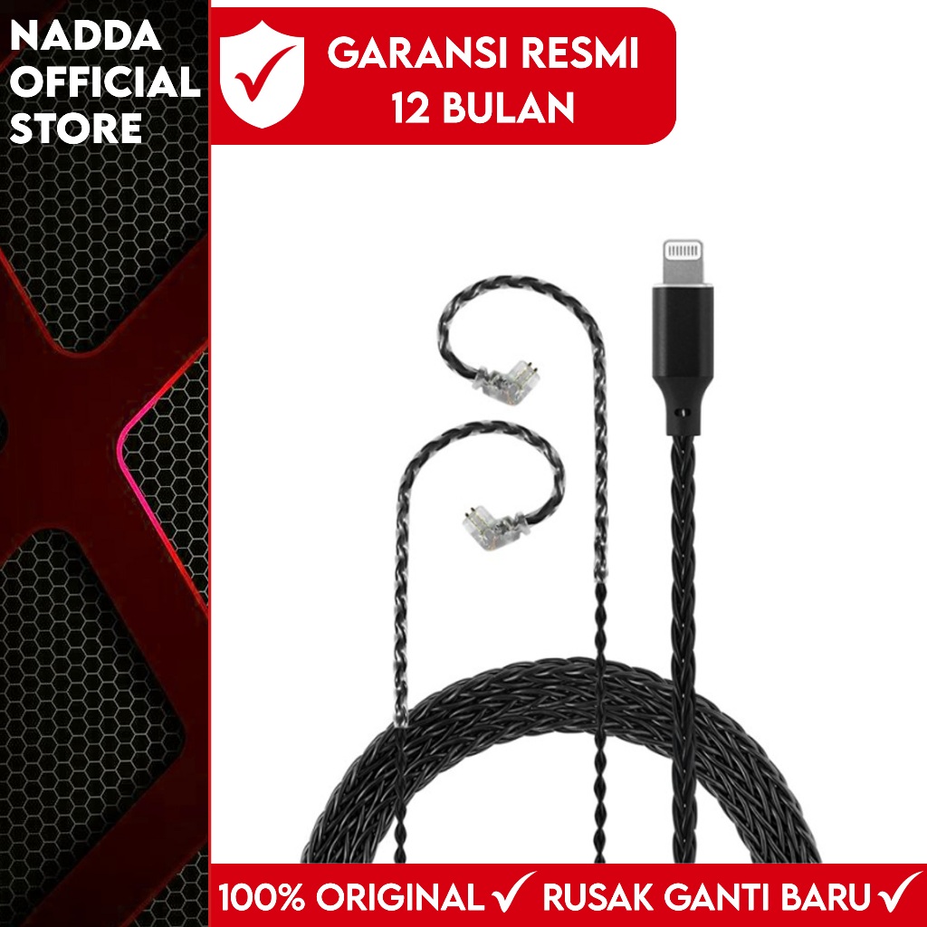 Jcally LT8 Kabel Upgrade Jack Lightning with Microphone iOS 5N OFC Upgrade wire 8 strands MFI C100 f