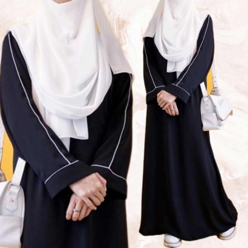 ABAYA LISTBAN / ABAYA TURQY POLOS / GAMIS ABAYA HITAM REMAJA