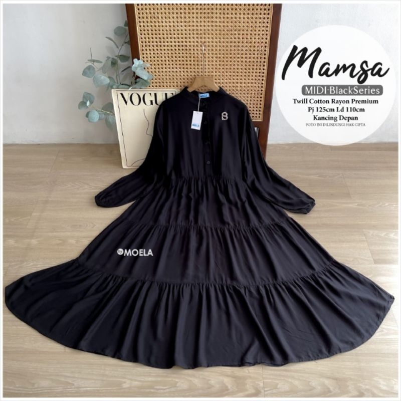 TERMURAH DAN TERBARU MAMSA MIDI DRESS PRODUK BY MOELA BAHAN RAYON TWILL PREMIUM