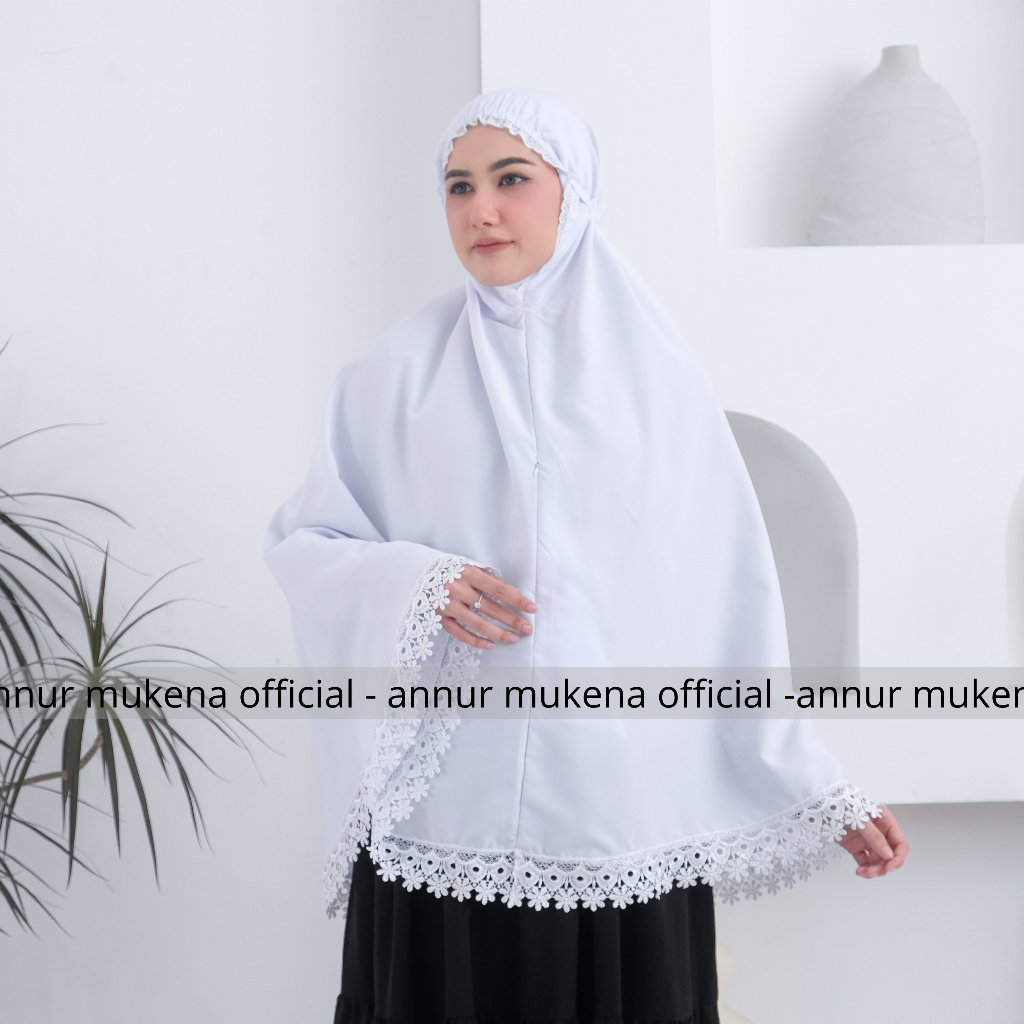 ANNUR - Bergo Umroh Haji Bahan Katun Premium Hijab Cantik Bersaku Jumbo