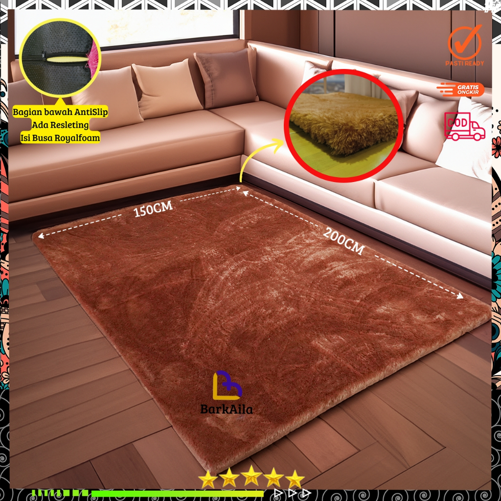 Karpet Bulu Rasfur 200x150x2.5cm / Karpet Bulu / Karpet   premium / anti selip / Lantai