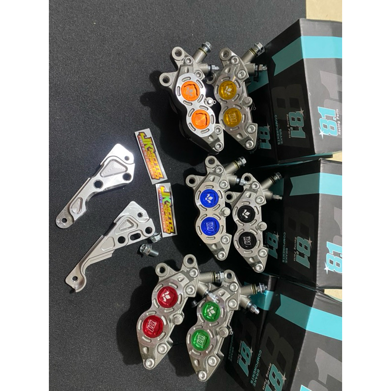 NEW MODEL kaliper + BREKET 8.1 racing parts cakram kiri bigpot 4 piston 4p axial 81 formula big bonu