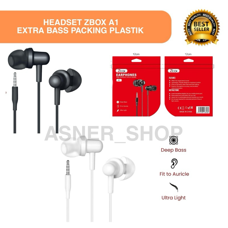 Headset Zbox A1 Super Bass mic Audio Hf Packing Plastik