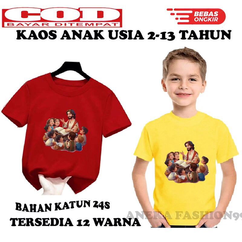 KAOS ROHANI KAOS ANAK SEKOLAH MINGGU KAOS YESUS MENGAJAR ANAK-ANAK KAOS MURAH KAOS GEREJA