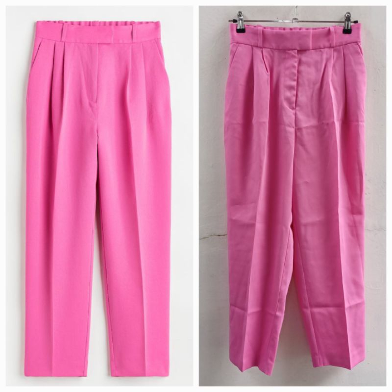 H&M WOMAN CELANA ANKLE LENGTH PANTS PINK BARU ASLI ORIGINAL