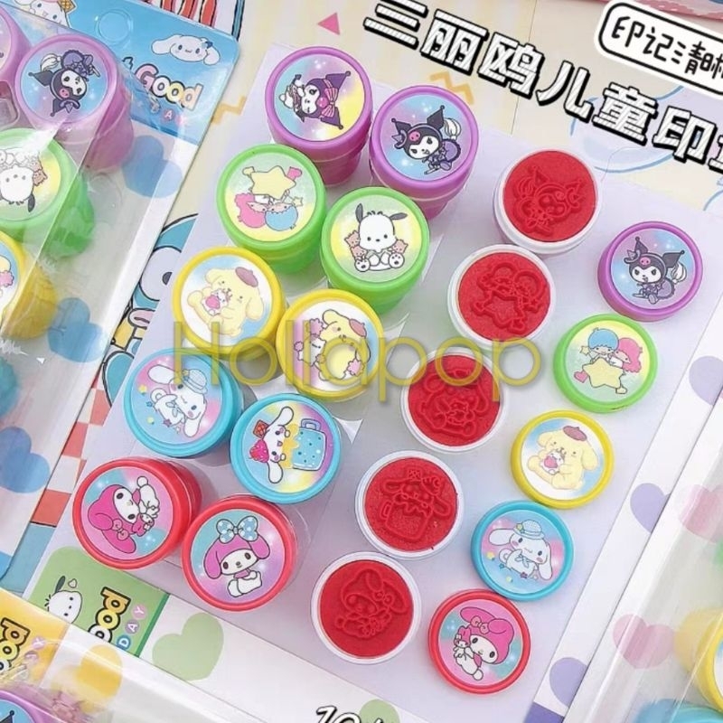 

HOP Stamp isi 10 Kuromi Melody Cinnamoroll Pochacco Pompompurin Twin Stars