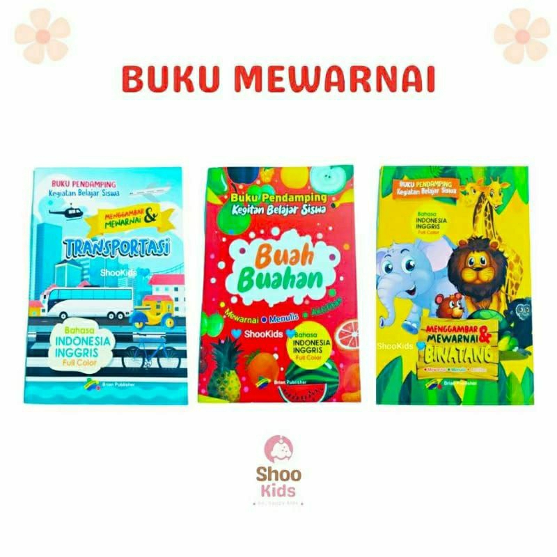 

SHOOKIDS Buku Menggambar Mewarnai Binatang Transportasi Anak TK PAUD