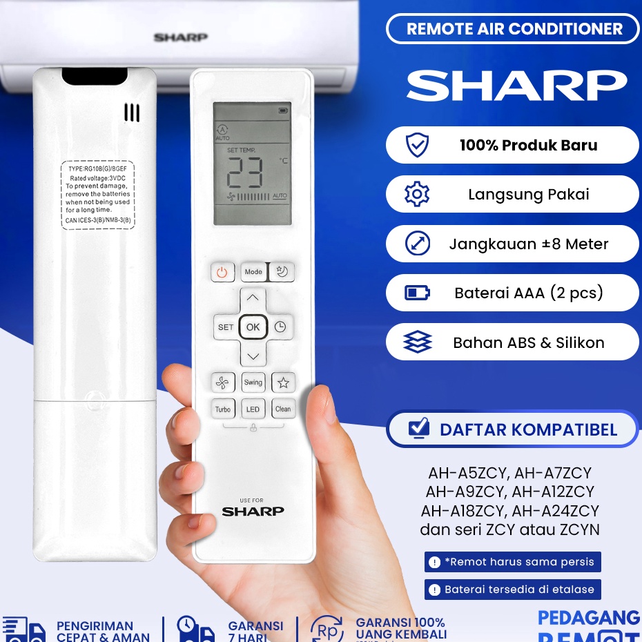 Terbatas DPU Remote AC Sharp RG1BGBGEF  Remot AC Sharp Seri ZCY  ZCYN AHA5ZCY AHA7ZCY AHA9ZCY