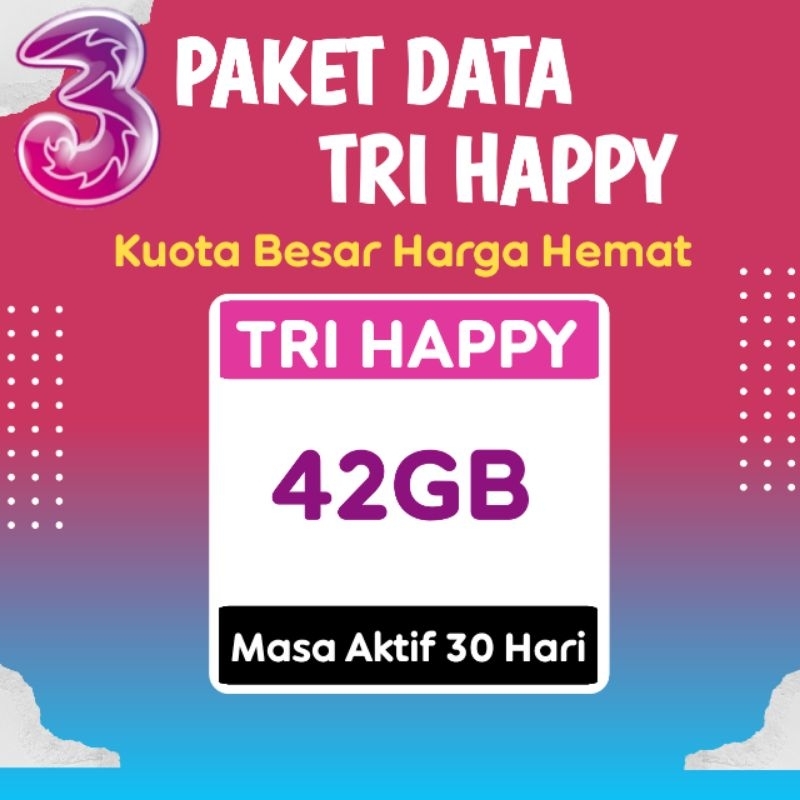Kuota Tri Happy 42GB Full 24 jam 30 Hari