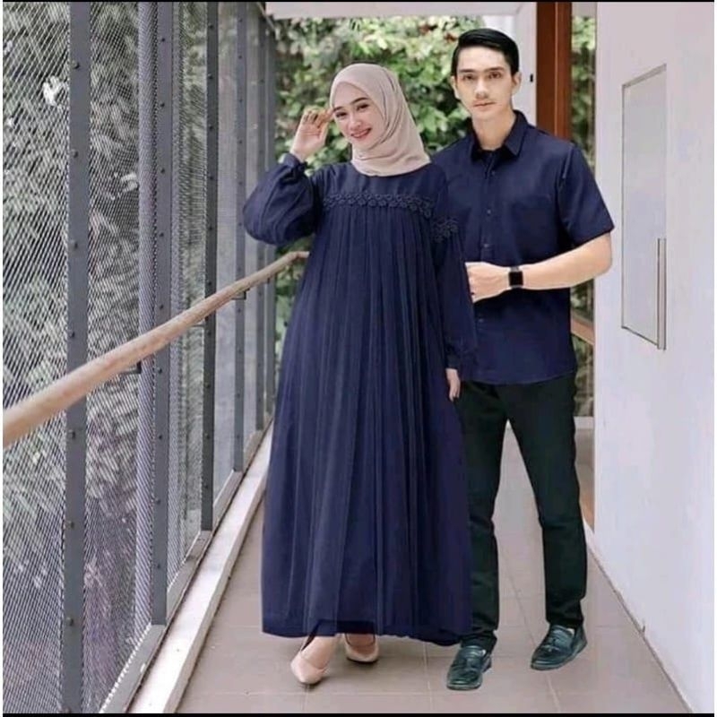 (NEW) Baju Gamis Dress Koko Kurta Couple Busui Koko Pasangan Lebaran Kondangan Nikahan Wanita Syari 