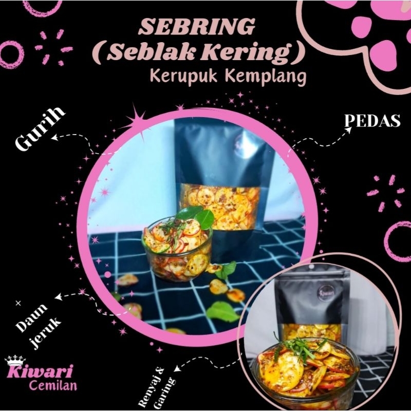 

SEBRING ( Seblak Kering ), kerupuk kemplang/ kemplang bawang seblak pedas, ekstra daun jeruk