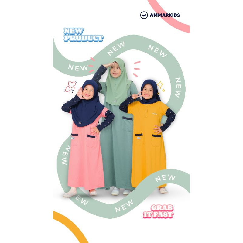 AMMARKIDS - Dress Baju Gamis Anak Perempuan Tanggung Hawa Daily