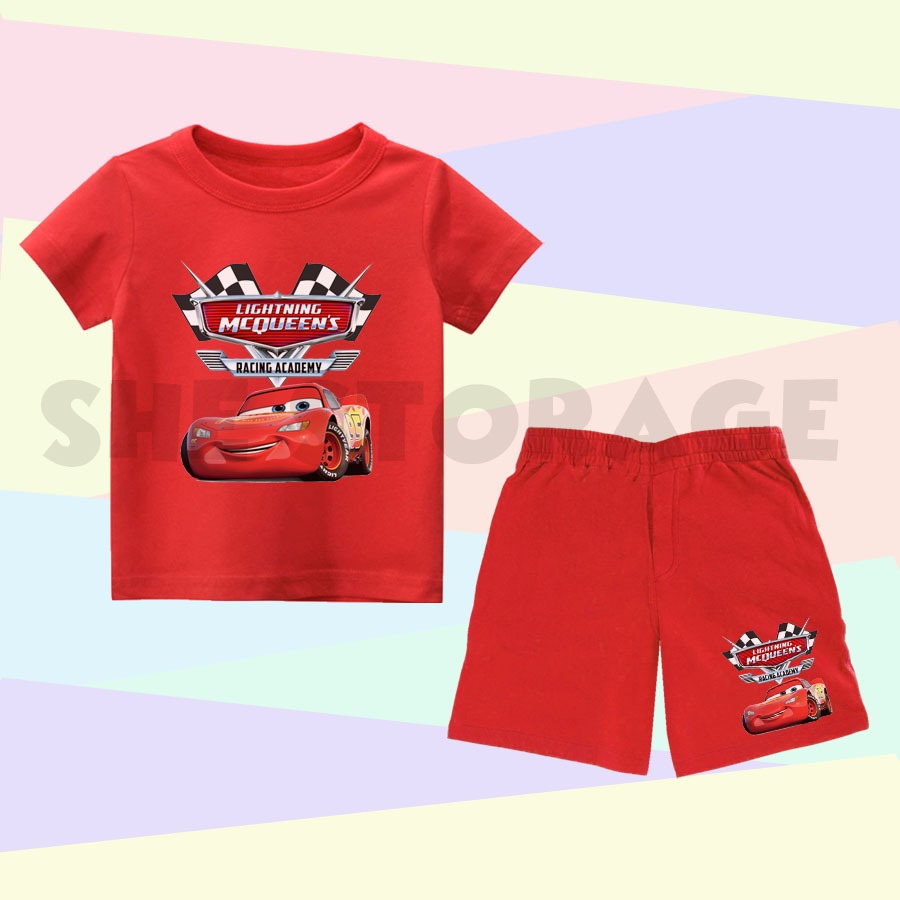 SETELAN ANAK CARS LIGHTNING MCQUEEN SETELAN KAOS CELANA PENDEK ANAK
