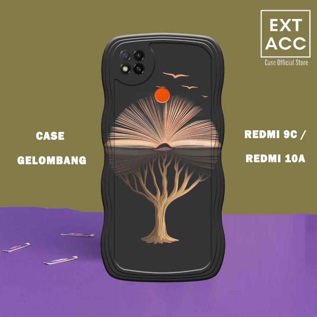 Soft Case GELOMBANG Hp Redmi 9C  -Redmi 10A - Case Pro Camera - Fashion Case Motif Sunset - Casing &