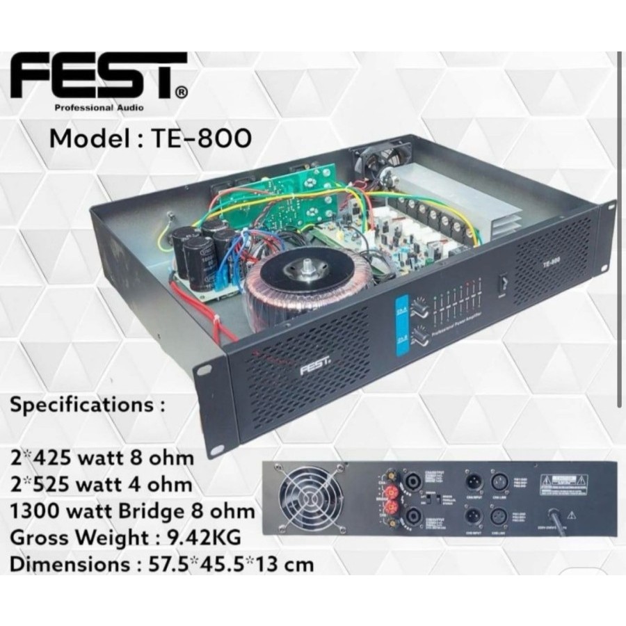POWER AMPLIFIER FEST TE800 TE 800 GARANSI ORIGINAL