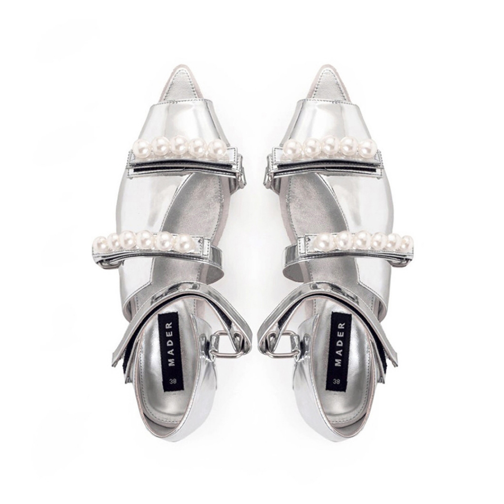 MADER Boba Pearl Open Toe Shoes - Silver