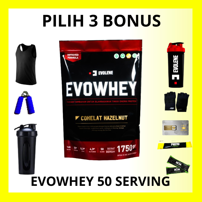 EVOWHEY 50 SERVING / 1,75 KG  SUSU PROTEIN MOKA EVOLENE ISI 50 SACHET EVOLINE MOKA MOCA COKLAT HAZEL
