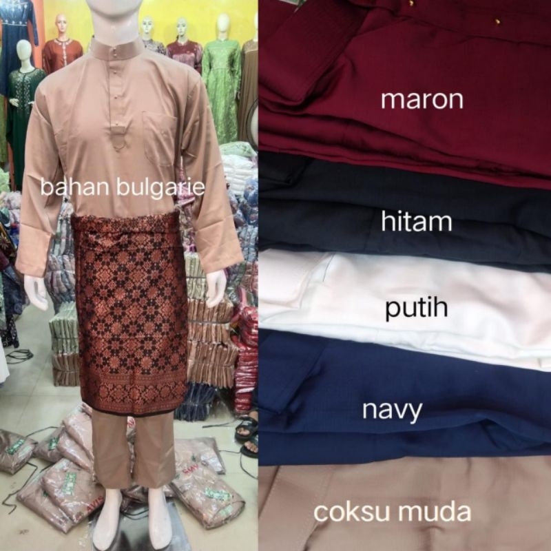 Baju pria melayu bulgarie Teluk belanga kurung cekak musang pola BESAR baca deskripsi | bahan bulgar