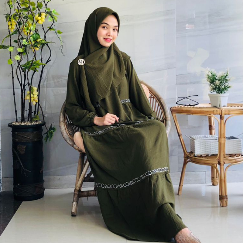 Gamis set hijab segi empat| Gamis terbaru elegan mewah| Gamis Wanita Kekinian remaja| Gamis model ba