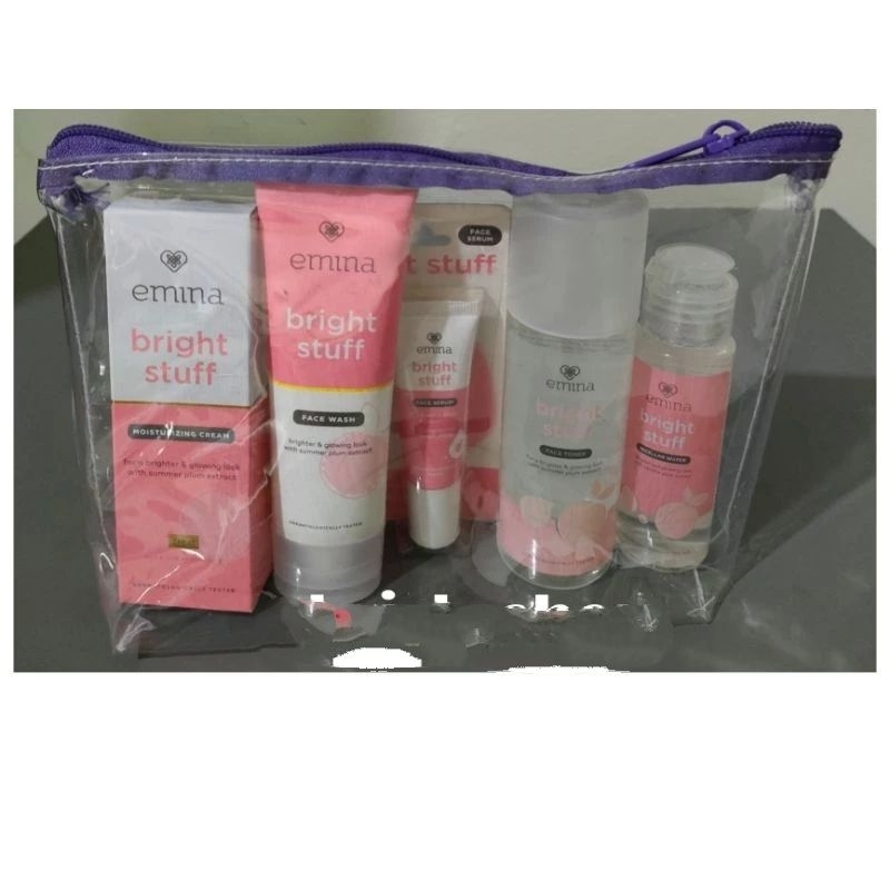 Paket emina bright stuff series(serum 7.5ml.sabun 50ml.toner 50ml.mois cream.micelar kecil).