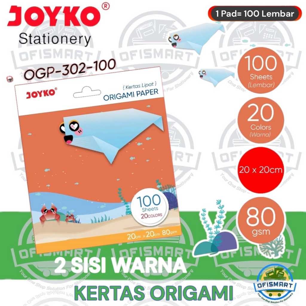 

Joyko Kertas Origami Paper 20x20cm OGP 302-100 | @1Pak=100Lbr