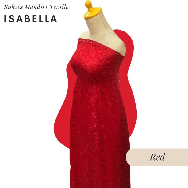 [ISABELLA] Brukat Warna Merah/ Merah Cabe | Harga ½ meter = 50 cm (Bahan Dress Bridesmaid, Kondangan