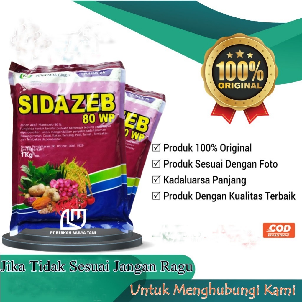 Fungisda Mankozeb Sidazeb 80 WP 1 Kg Obat Busuk Daun Tomat Kentang Cabe