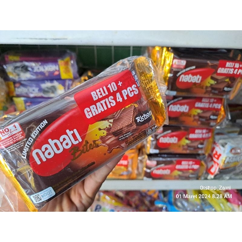 

Wafer NABATI Mini pack, isi 10 GRATIS 4 pcs, PROMO Murah