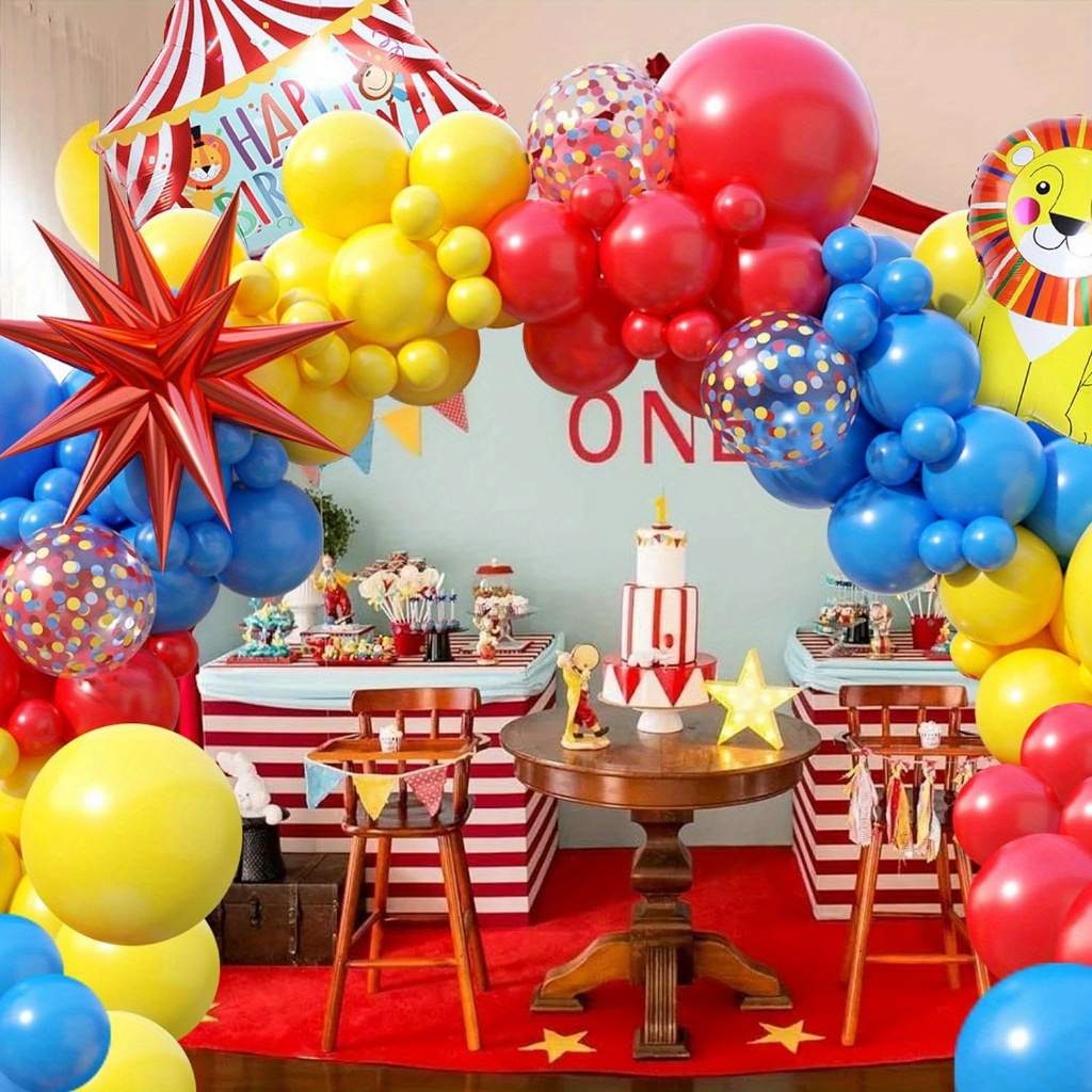 116pc, Balon Bintang Explosion Garland Arch Kit, Dekor Karnaval, Dekor Tema Sirkus, Dekor Hari lahir