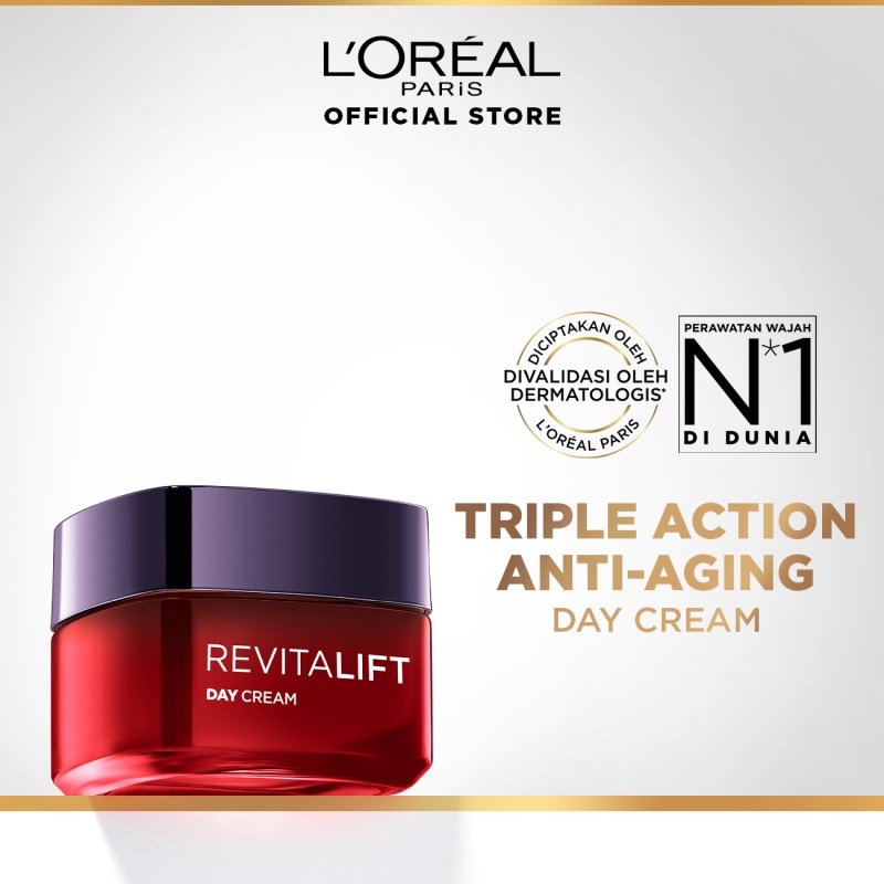 L'Oreal Paris Revitalift Triple Action Day Cream Skin Care - 50ml (Krim Siang Untuk Kulit Cerah Tamp