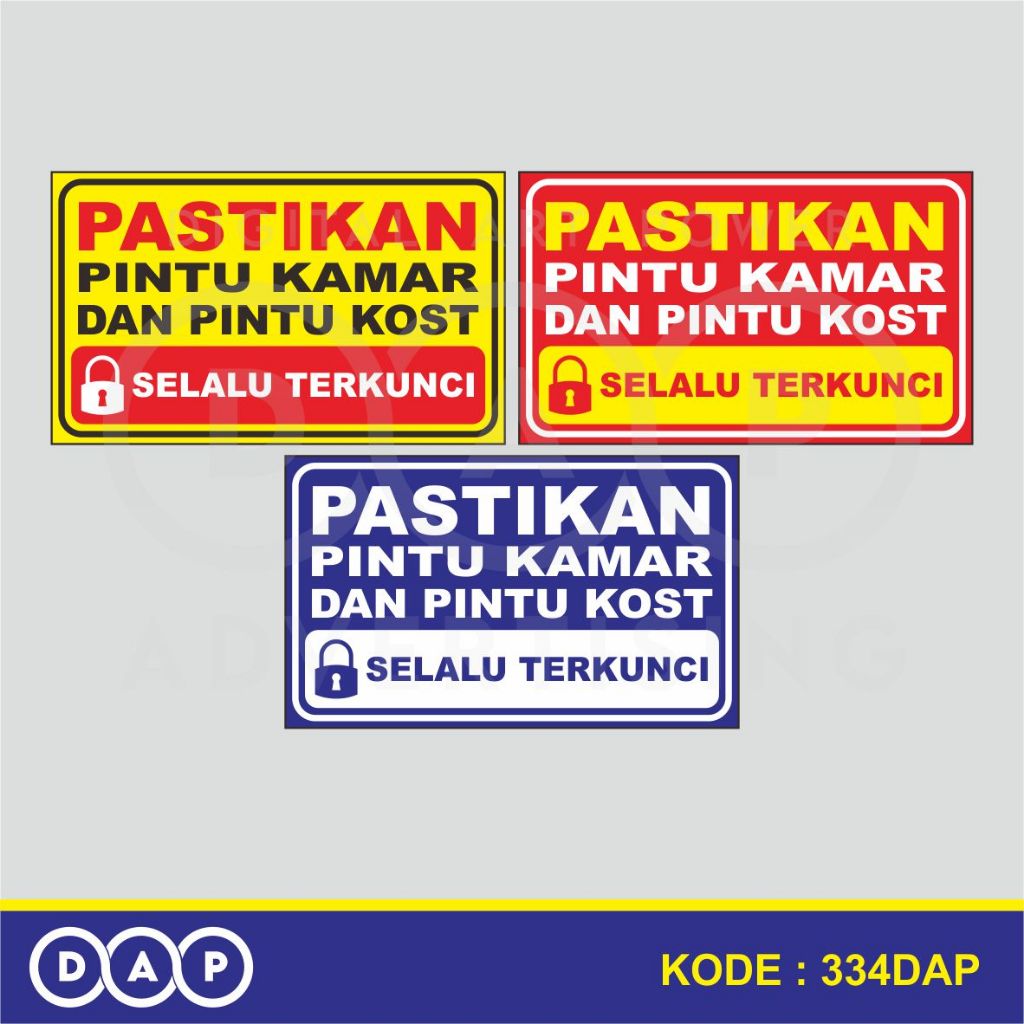 

334 - STIKER PASTIKAN PINTU KAMAR TERKUNCI - 25 X 15 CM - VYNIL - TERBAIK