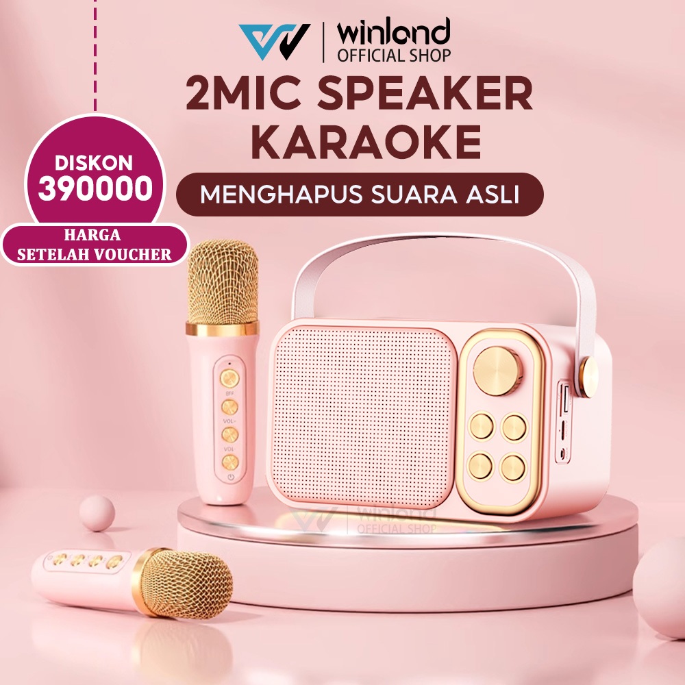 	 [COD] Winland Speaker bluetooth Karaoke 2 mic Recommend karaoke speaker Set ktv Bluetooth Mini Full bass Portable karoke bluetooth speaker portable 1tahun garansi	