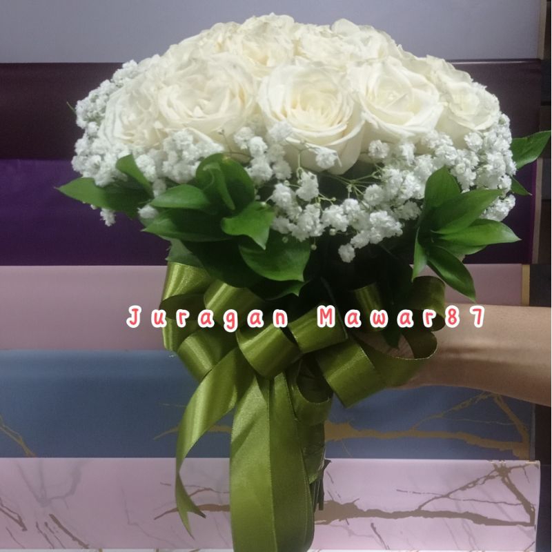 Buket bunga wedding pernikahan bunga mawar asli Fresh
