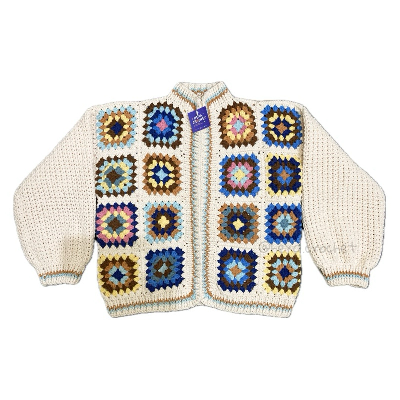 Crochet Granny Square Cardigan (handmade, custom)
