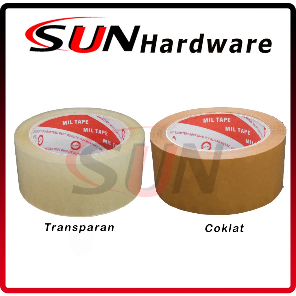 

Lakban Plastik Miltape Opp 90 Yard x 45 Mm Transparan Coklat Isolasi Packing Murah Lengket Tidak Mudah Putus