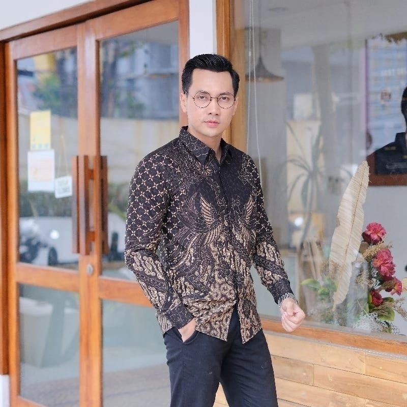 Kemeja Batik Pria Original Slimfit Lengan Panjang Lapis Furing Motif Vijay Panjang Baju Batik Pria S