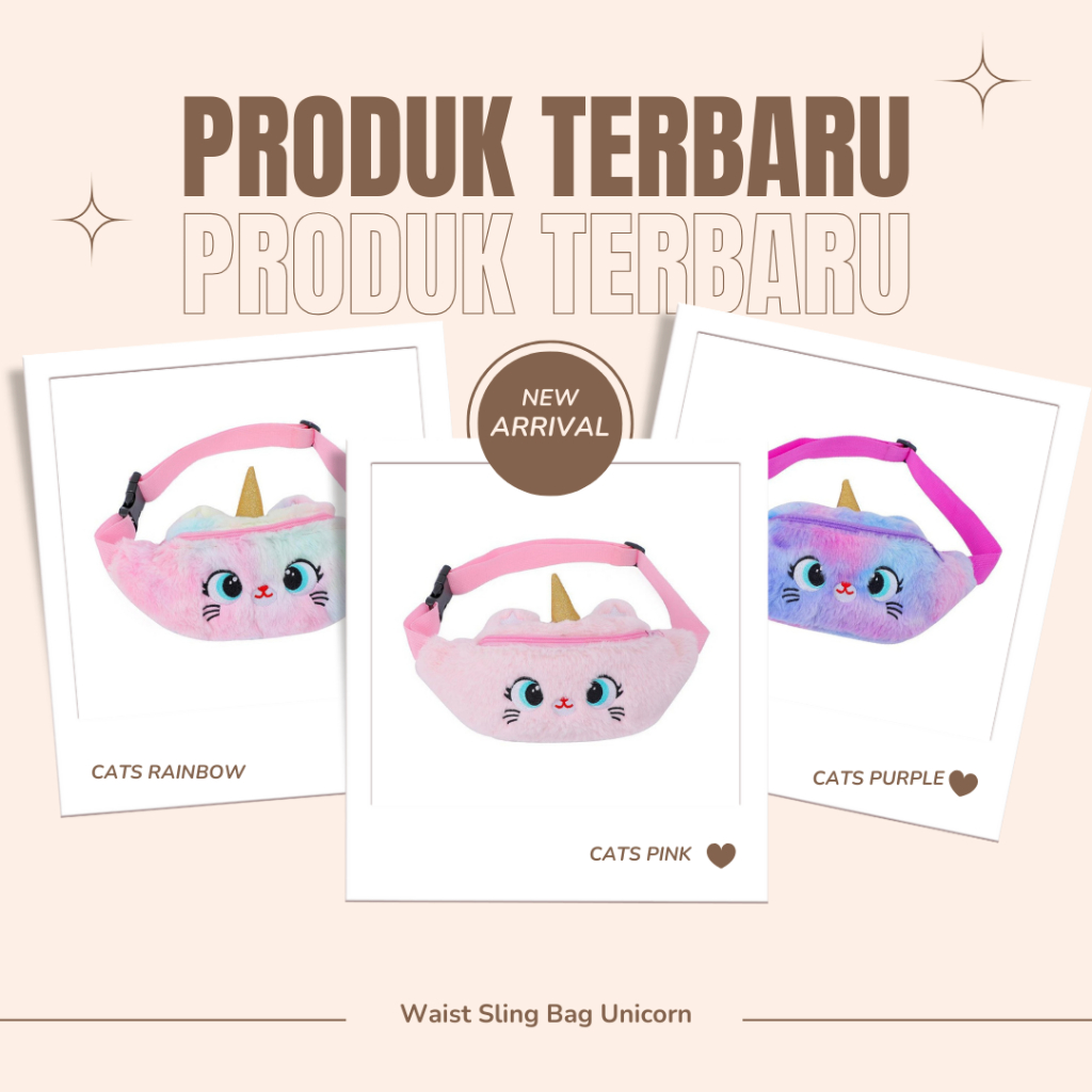 Waist Bag Unicorn Bulu Motif Kucing Tas Pinggang Selempang Anak Perempuan