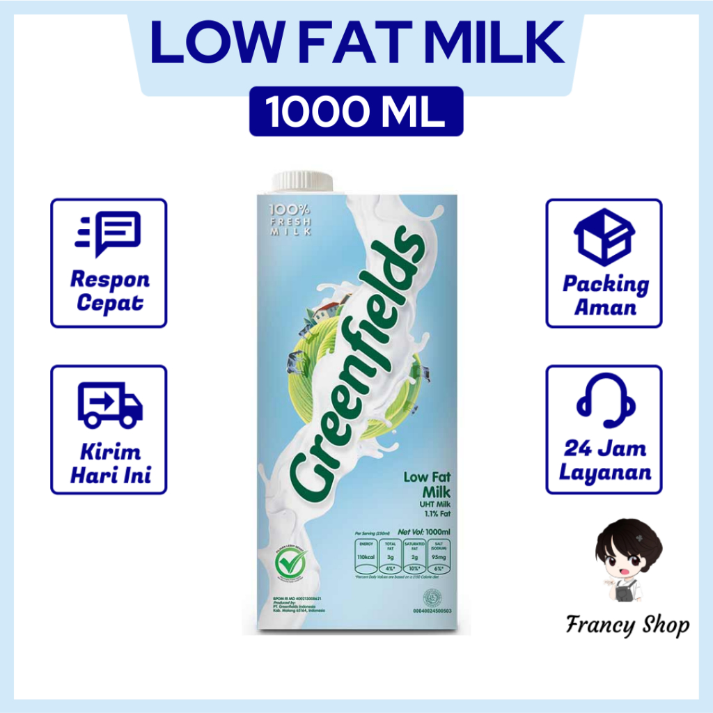 

Greenfields Susu UHT Low Fat 1000 ml 1 L
