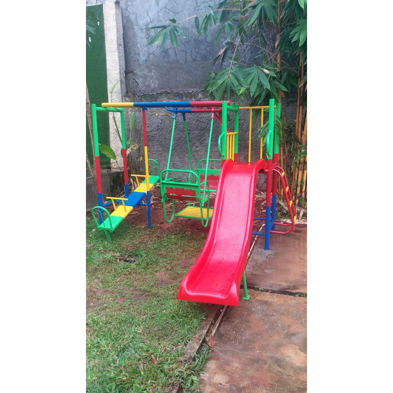 mainan set tiga perosotan ayunan jungkitan mainan edukasi dan edukatif anak