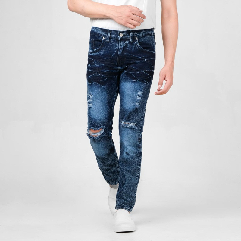 GEVAR Celana Jeans Ringkle Sobek Slimfit Pria Jeans Premium