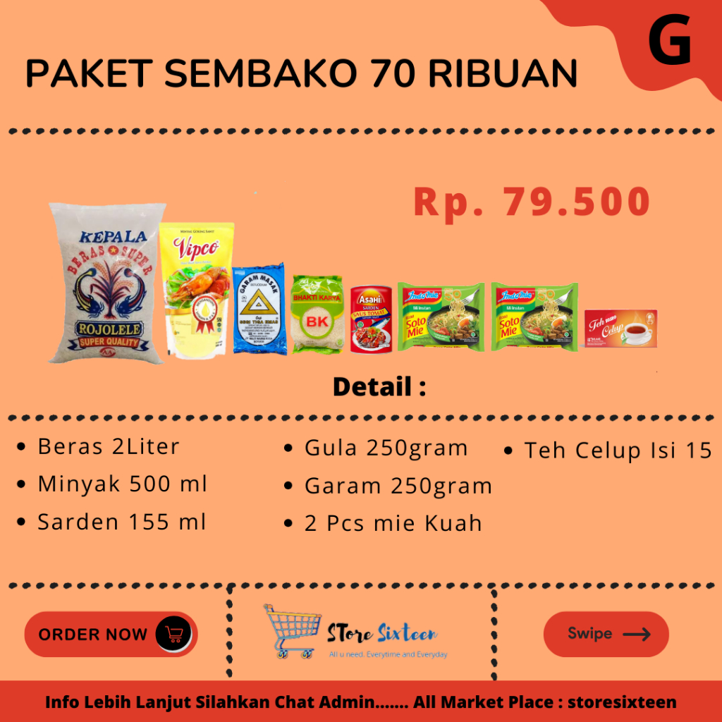 

PAKET SEMBAKO 70 RIBUAN G / PAKET SEMBAKO MURAH By Storesixteen