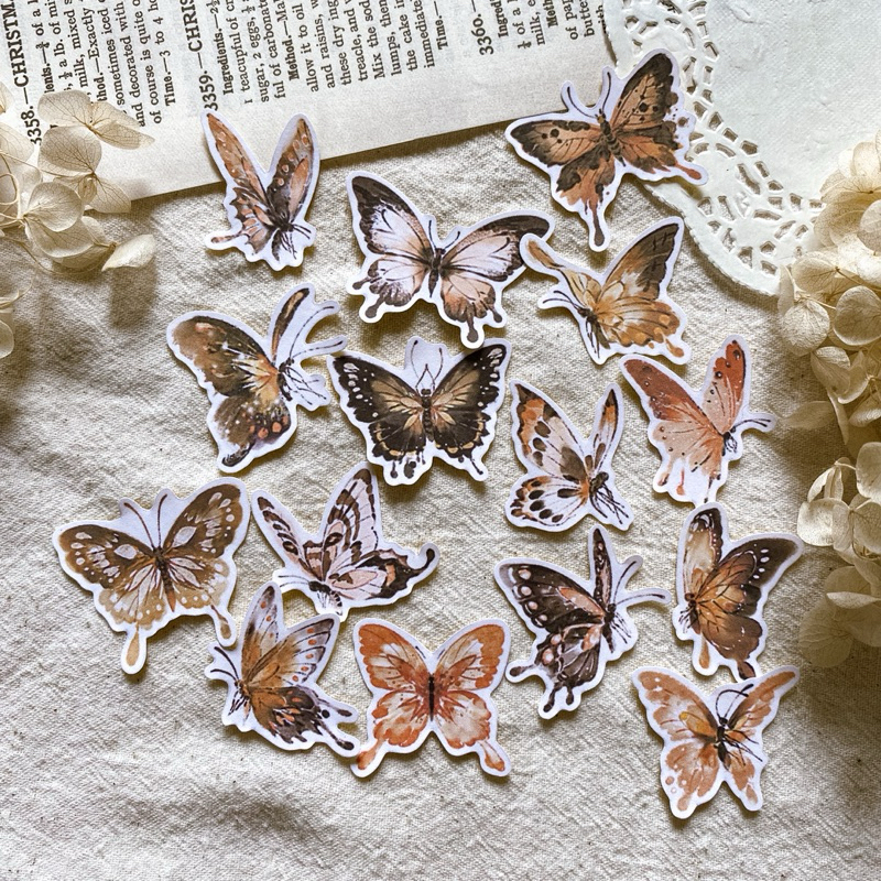 

[MIUKIEE] 30Pcs STICKER BUTTERFLIES Journaling Sticker
