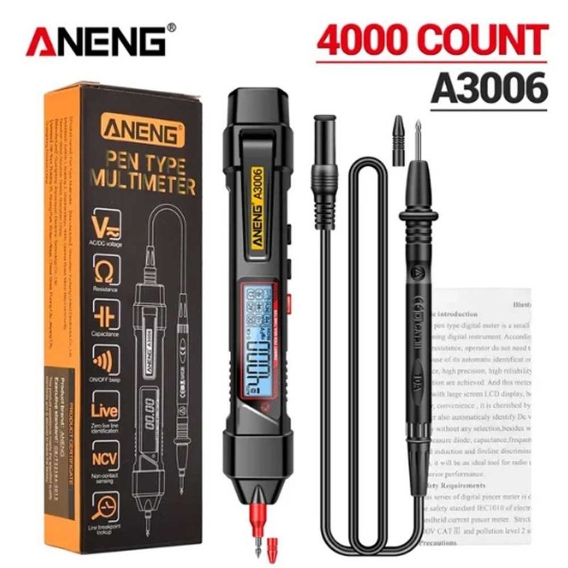 ANENG Digital Multimeter Tespen 2in1 Tester AC Voltage 4000 Count - A3006