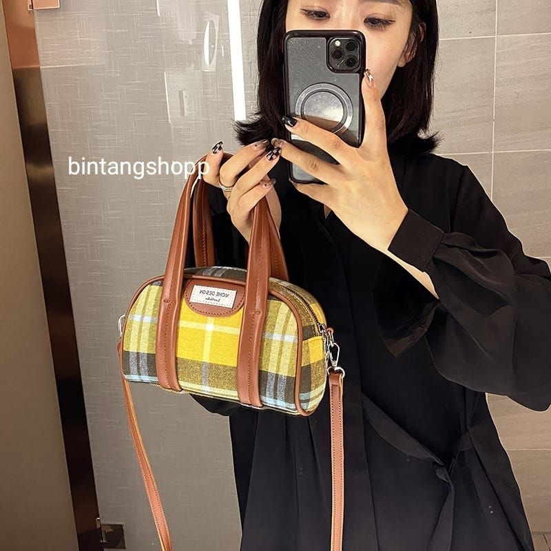 Tas Selempang Kanvas Wanita Tas Boston Cewek Tas Jinjing Wanita Slingbag Tas Tangan Handbag SP 088