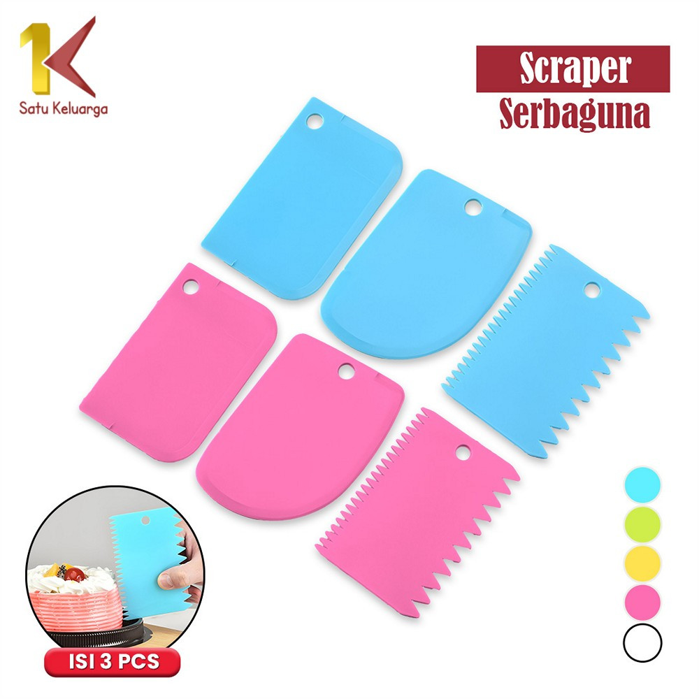 Satu Keluarga Pemotong Adonan Kue Roti ISI 3PCS C1042 Pisau Potong Roti Pengikis Cutter Serbaguna Sc