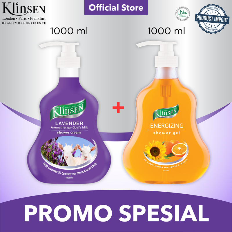 Paket Sabun Mandi Cair Klinsen Aromatherapy Lavender Goat's Milk 1000 ml + Sabun Mandi Cair Klinsen 