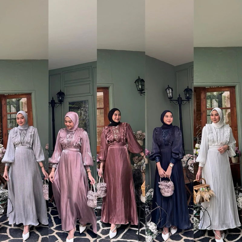 ALENA SHIMER DRESS SILK READY STOK/ALENE DRES/GAMIS ALENA/GAMIS MURAH/GAMIS KONDANGAN