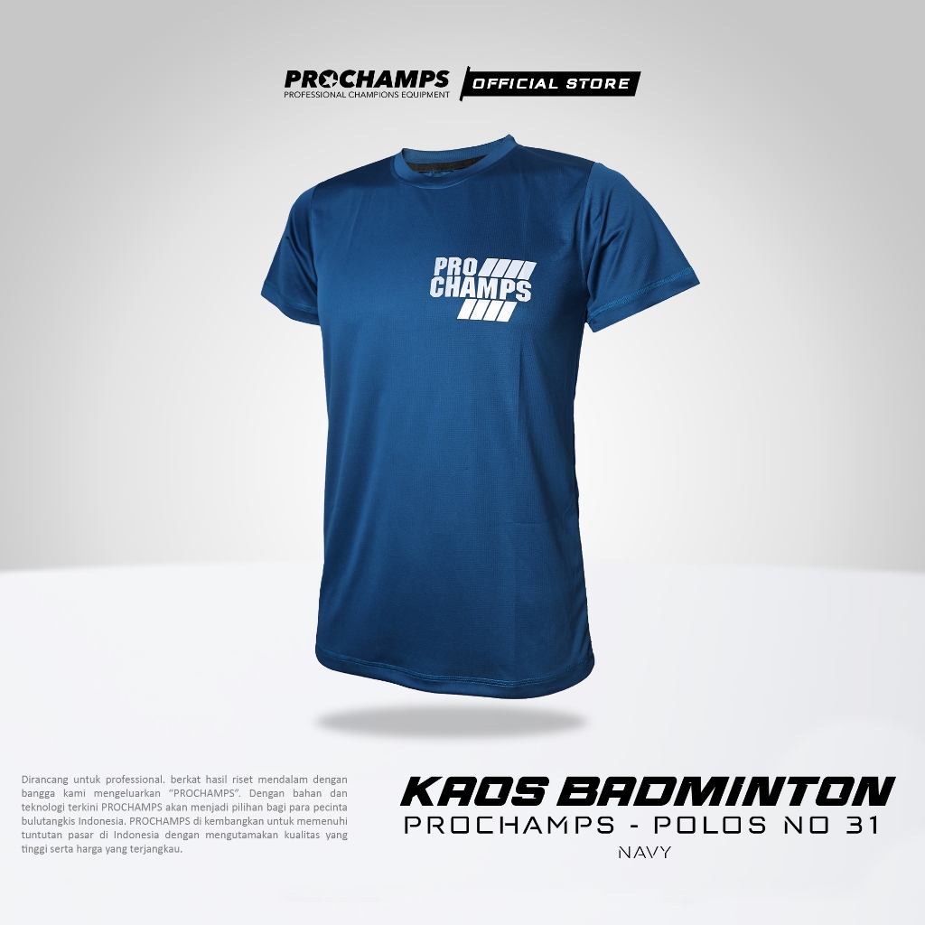 Kaos Jersey Badminton Prochamps Polos Navy 031 (Reflectif)