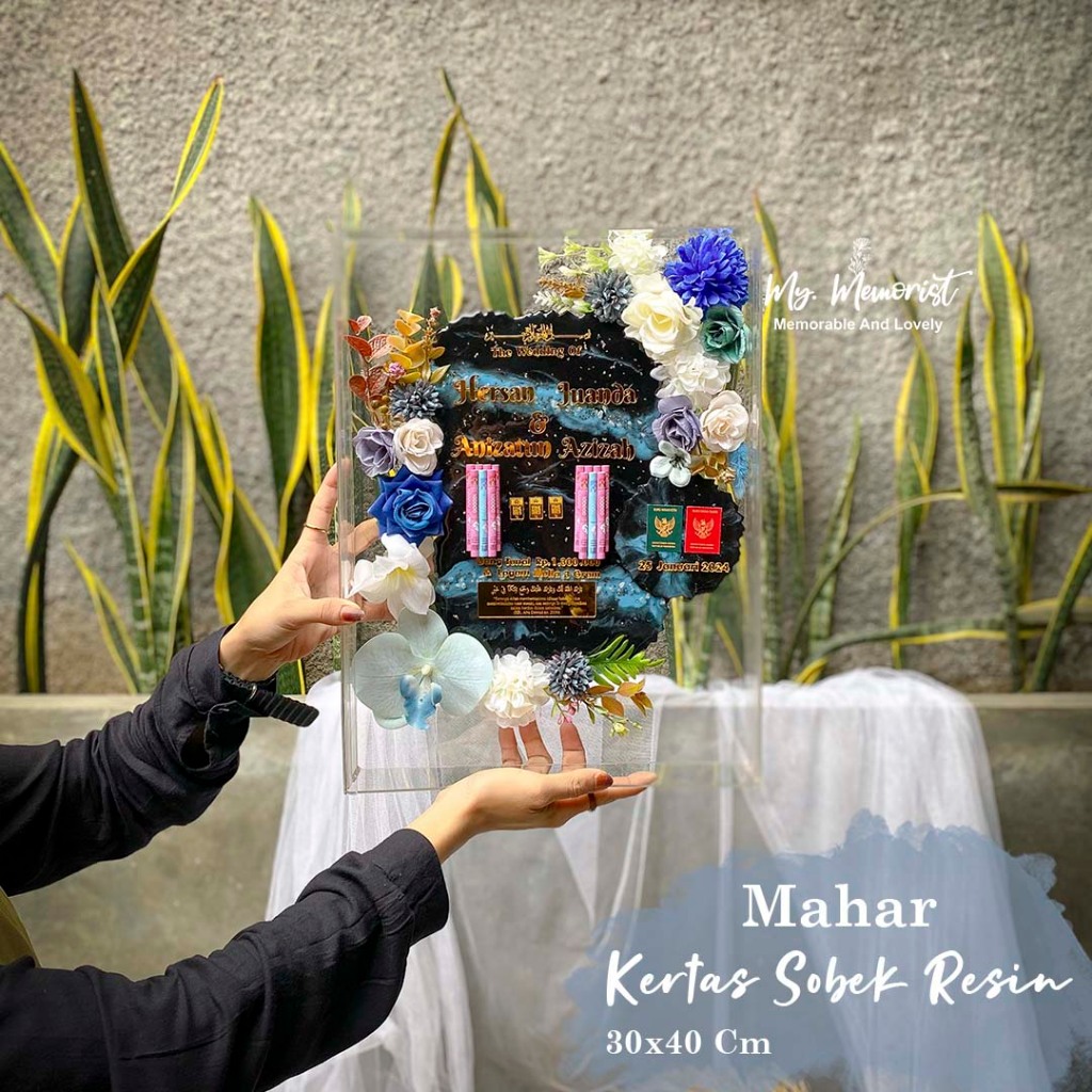 Mahar Resin Kertas Sobek Full Akliric/Mahar Rustic