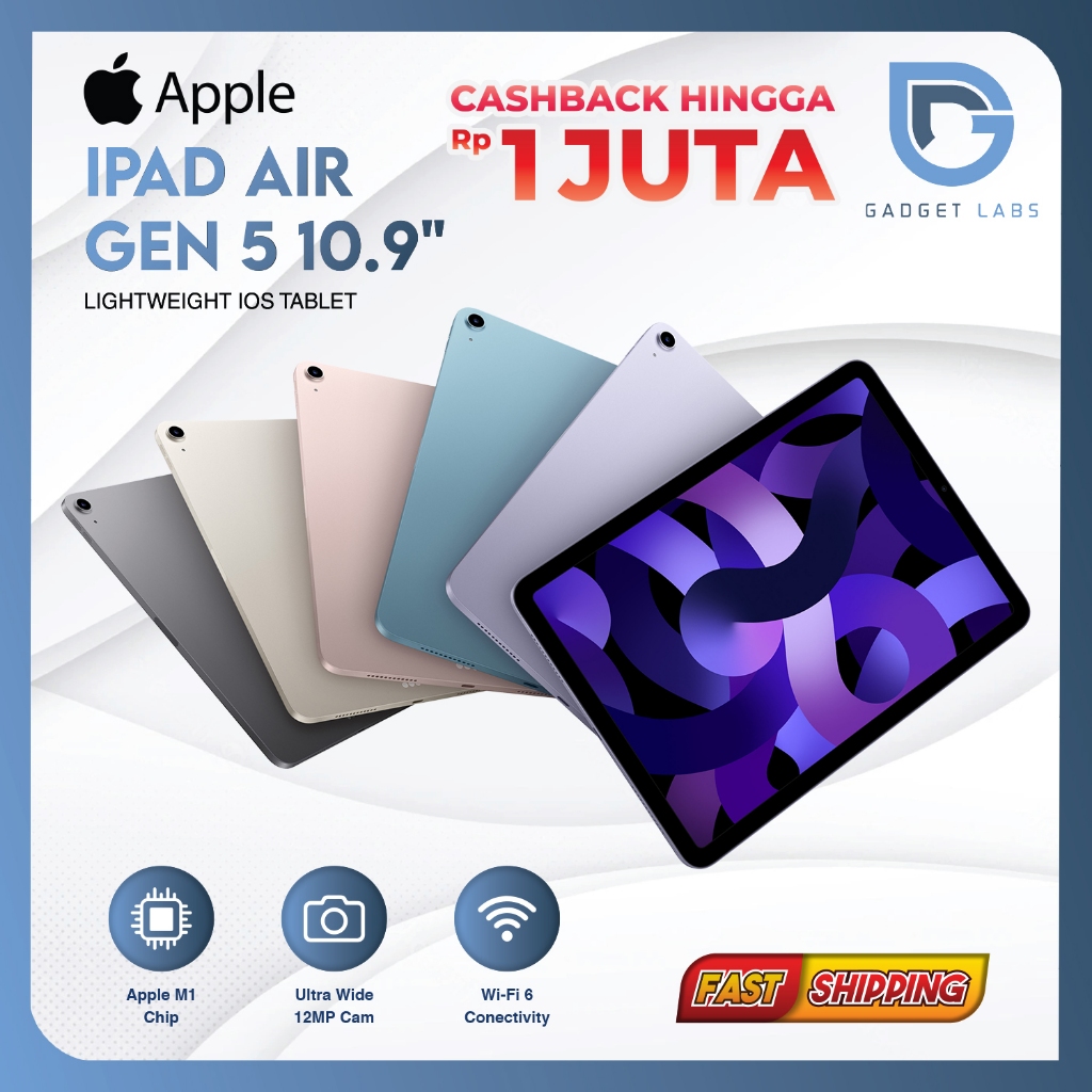 𝗔𝗽𝗽𝗹𝗲® iPad Air Gen 5 10,9 inci 256GB 64GB Garansi Resmi